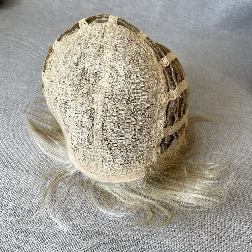 Noriko Wig 1672N Eva CREAMY BLONDE Short Pixie Swept Fringe Bangs Tapered Nape - Picture 8 of 14